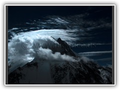 Broad Peak blasted by Wind at night