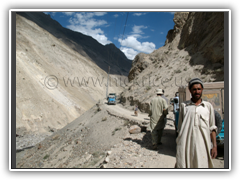 Driver waiting for Landslide to be cleared