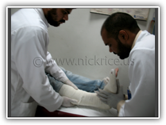 Nick's foot at Al Shifa Hospital