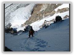 Pemba climbing toward Camp I