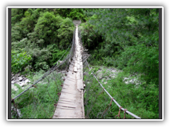 Broken bridge on the trek down