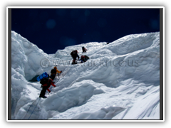 Climbing the serac to Camp IV