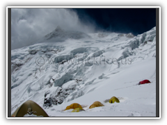 High winds on Manaslu viewed from Camp I