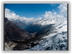 Looking down to the valley that we trekked up