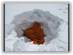 Nick's destroyed Camp II tent after heavy snowfall