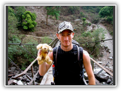 Nick on a bridge just after Machha Khola