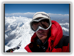 Nick Rice on the summit of Manaslu