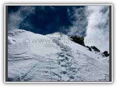 Final slope to North Summit (Prayer Flags)